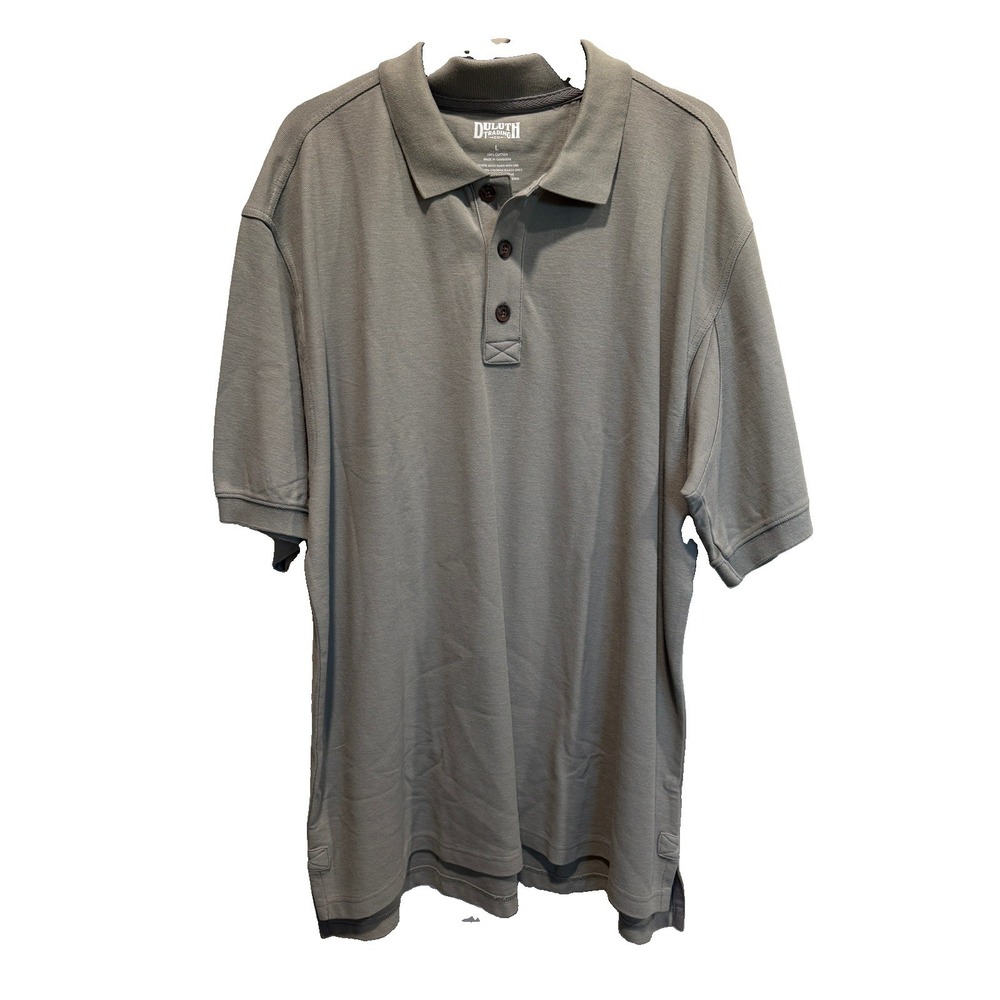 Duluth Trading Co Men's Relaxed Fit Polo Shirt Short Sleeve Gray Size Lg